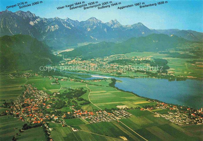 Fuessen am Lech Allgaeu Bayern Fliegeraufnahme mit Schwangau und Forggensee