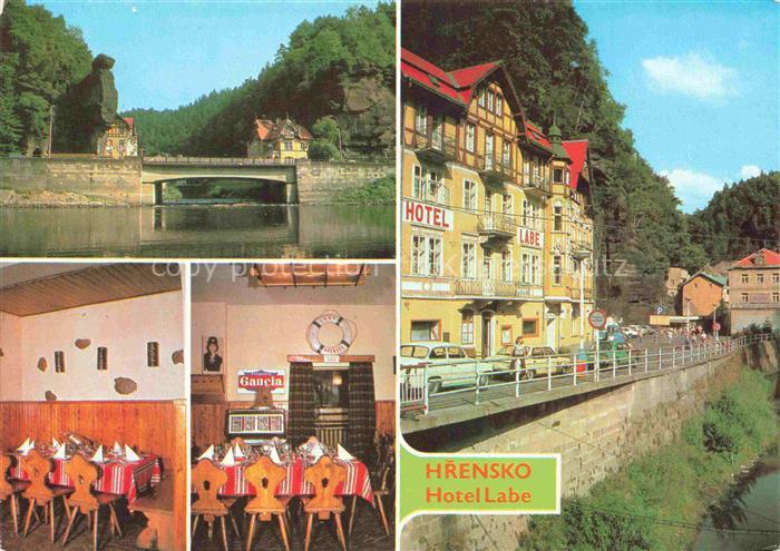 Hrensko Herrnskretschen Boehmen CZ Hotel Labe Gastraeume Bruecke