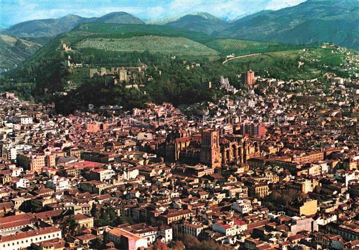 GRANADA Andalucia ES Vista aerea de la Alhambra Ciudad y Sierra Nevada