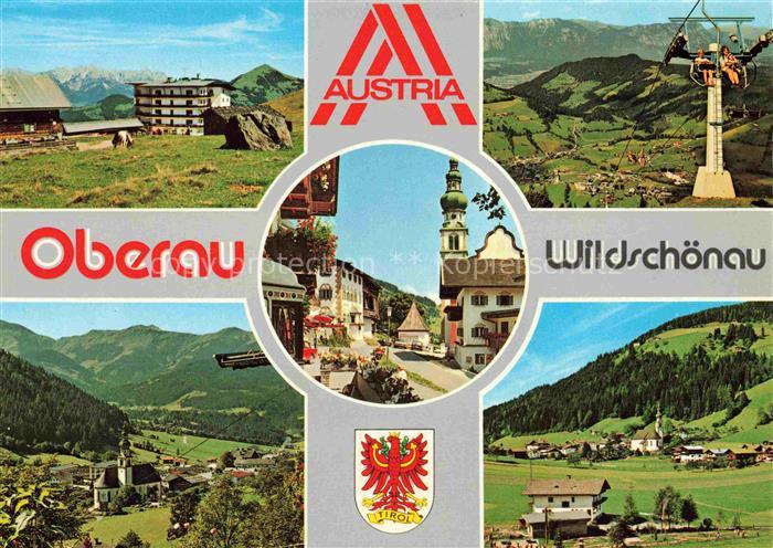 Oberau  Wildschoenau Tirol AT Teilansichten Ortspartie Kirche Sessellift