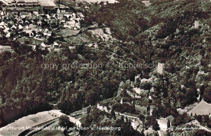Manderscheid Eifel Panorama Luftkurort mit Ober- und Niederburg