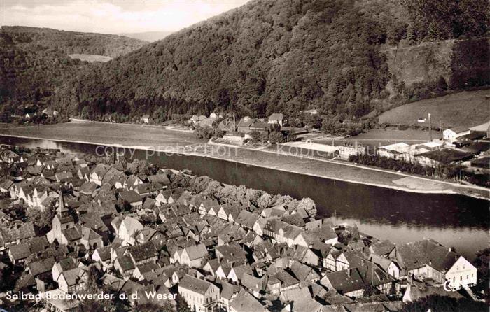 Bodenwerder Panorama Solbad Blick ueber die Weser