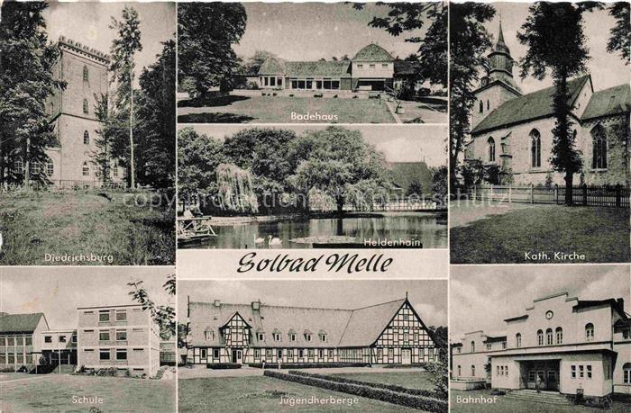 MELLE  Osnabrueck Diedrichsburg Badehaus Heldenhain Kirche Schule Jugendherberge