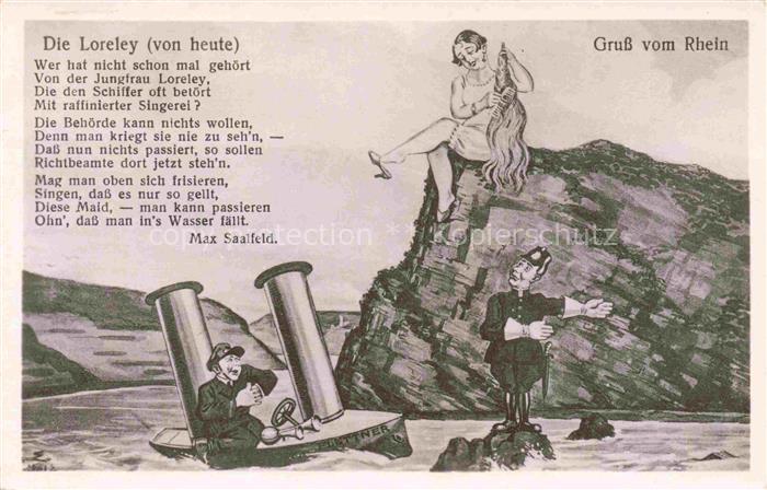 Sankt Goarshausen Rheinland-Pfalz Die Loreley Max Seefeld Gedicht Kuenstlerkarte