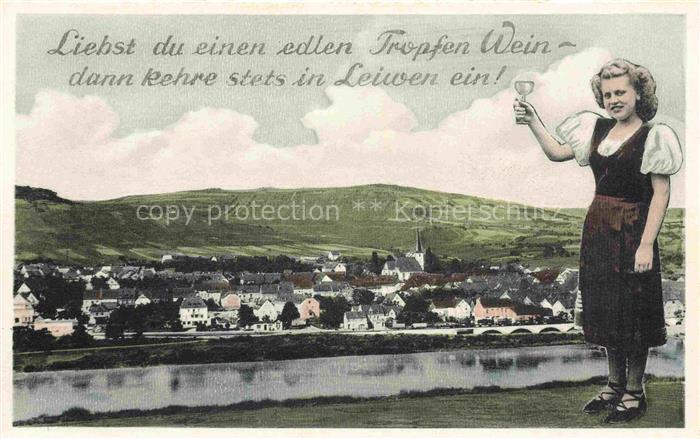 Leiwen Mosel Rheinland-Pfalz Panorama Blick ueber die Mosel Weinprinzessin