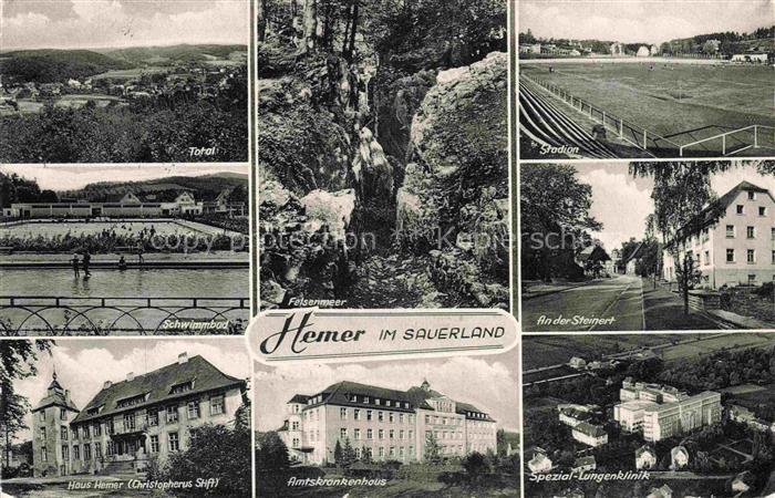 Hemer NRW Schwimmbad Felsenmeer Stadion An der Steinert Chistopherus Stift Krank