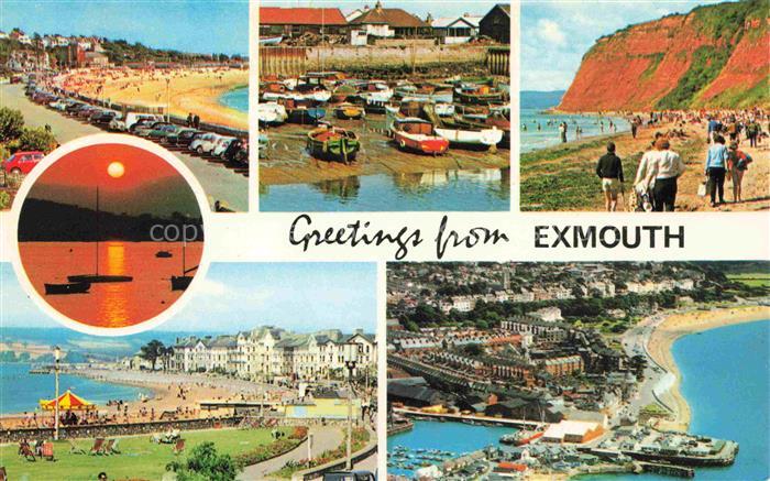 Exmouth DEVON UK Partial views Beach Coast sunset aerial view