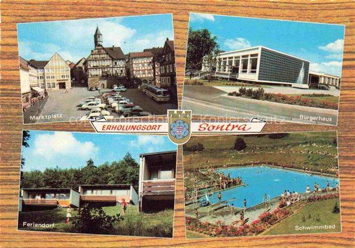 Sontra Werra-Meissner-Kreis Hessen Marktplatz Buergerhaus Feriendorf Schwimmbad