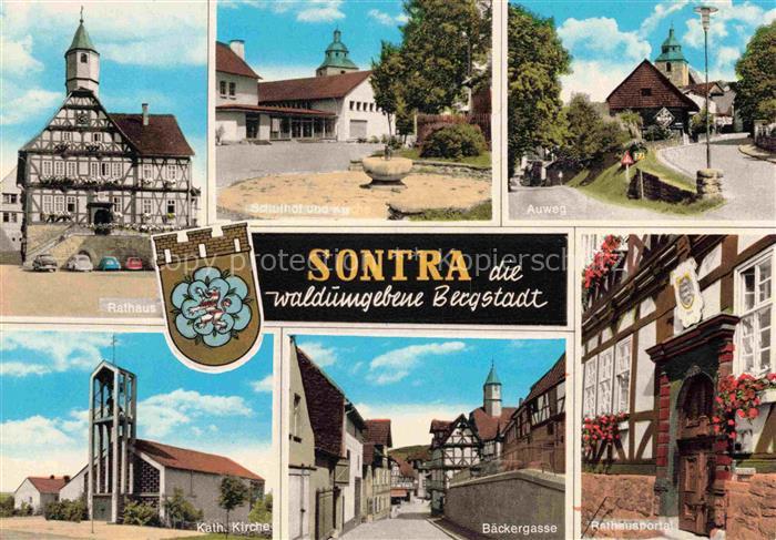 Sontra Werra-Meissner-Kreis Hessen Rathaus Schulhof Kirche Auweg Baeckergasse Ra