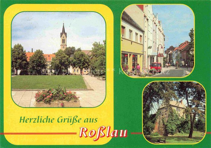 Rosslau Elbe Markt mit Kirche Hauptstrasse Burg