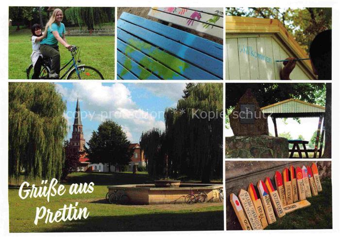 Prettin Wittenberg Sachsen-Anhalt Stadtpark Park der Begegnung Blick zur Kirche