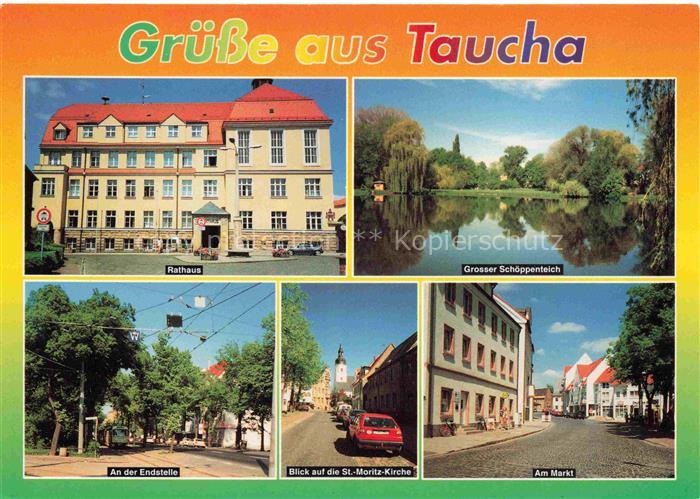 Taucha Sachsen Rathaus Grosser Schoeppenteich Strassenbahn Endstelle St. Moritz
