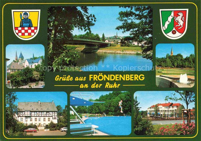 Froendenberg Ruhr Teilansichten Parkanlagen Freibad Partie an der Ruhr