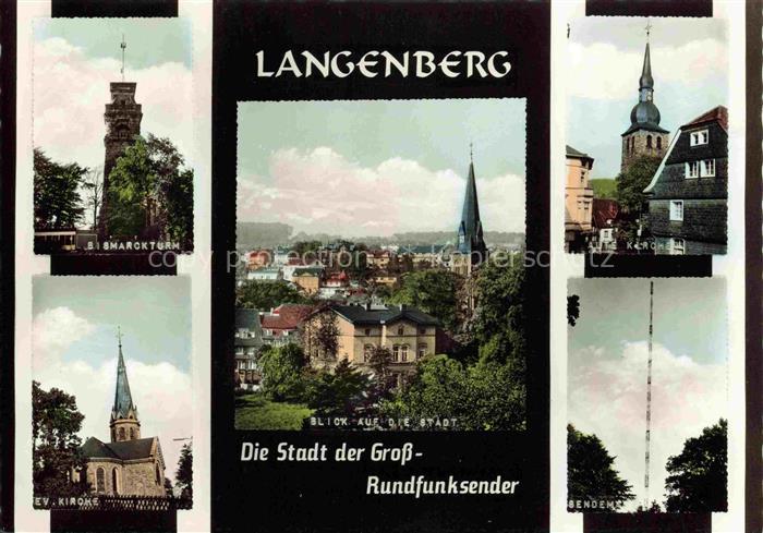 Langenberg  Velbert NRW Bismarckturm Kirche Blick auf die Stadt Sendemast