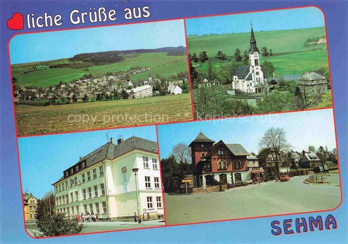 Sehma Erzgebirgskreis Sachsen Teilansicht Kirche Schule Karlsbader Strasse