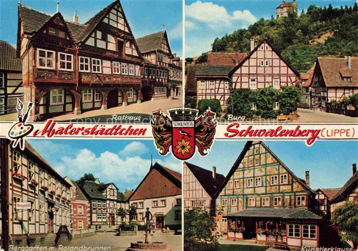 Schwalenberg Rathaus Burg Berggarten Rolandbrunnen Kuenstlerklause Fachwerkhaeus