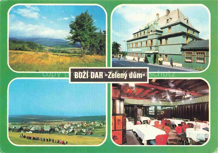 Bozi Dar Gottesgab Klinovec CZ Zeleny dum Hotel Restaurant Landschaftspanorama
