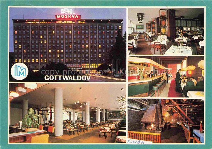 Gottwaldov Zlin CZ Interhotel Moskva Restaurant Kaminzimmer Bar