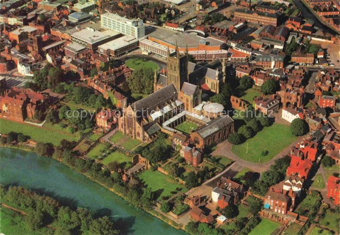 Worcester  UK Cathedral aerial view