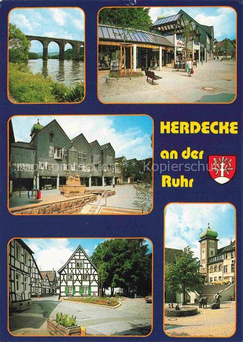 Herdecke Ruhr NRW Bruecke Ortsmotive Zentrum Fachwerkhaeuser