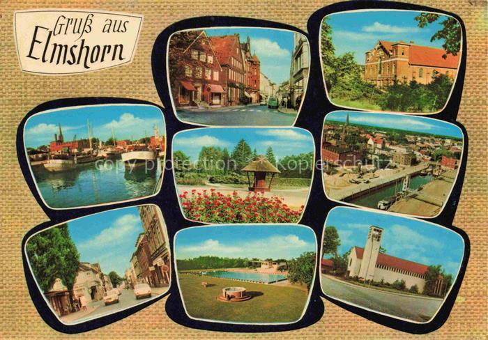ELMSHORN Pinneberg Schleswig-Holstein Teilansichten Hafen Park Freibad Kirche Ze