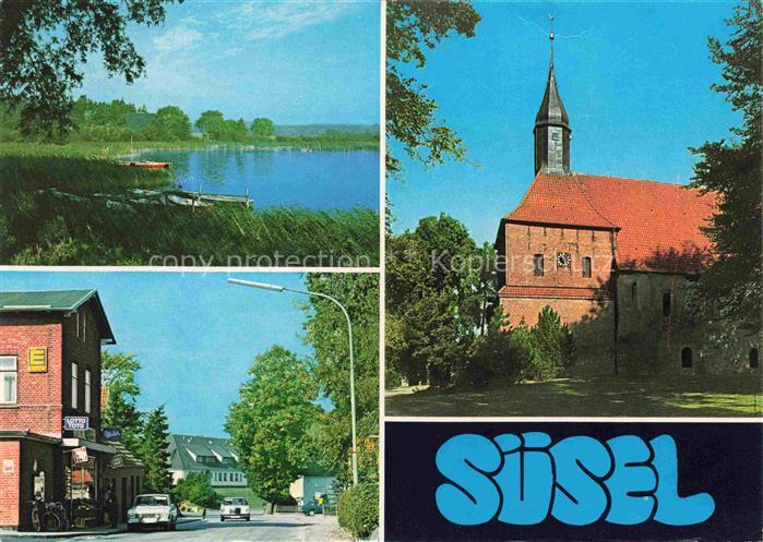 Suesel Ostholstein Uferpartie am Wasser Hauptstrasse Kirche