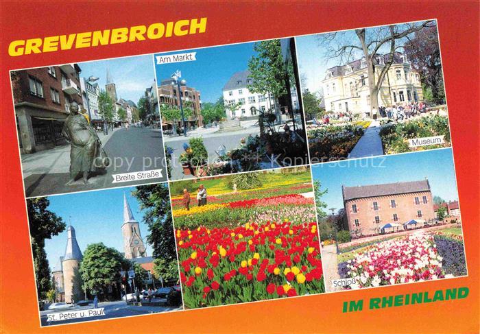 Grevenbroich NRW Breite Strasse Denkmal Markt Museum Kirche Tulpenbeet Schloss