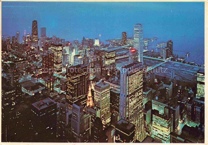 CHICAGO  Illinois USA Night Skyline from Sears Tower aerial view