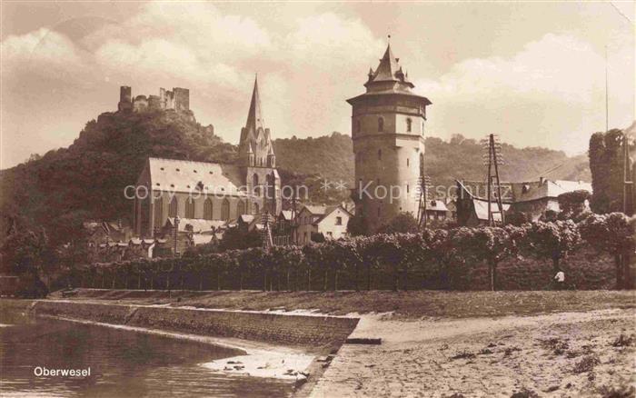 Oberwesel Rhein Teilansicht Turm Kirche Burgruine