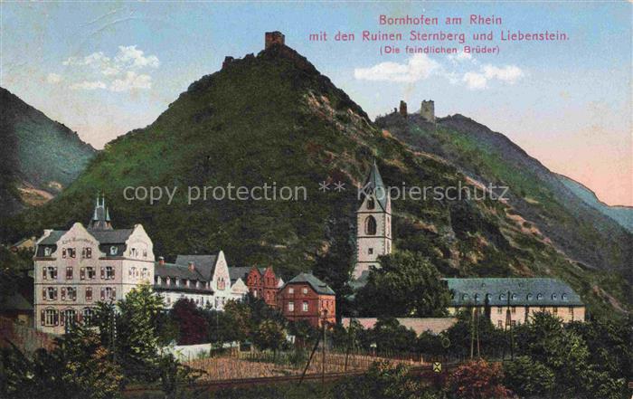 Bornhofen Kamp Rhein Rheinland-Pfalz Ansicht mit Ruinen Sternberg und Liebenstei