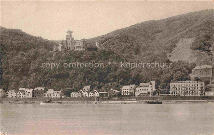 Capellen  KOBLENZ Rhein Rheinland-Pfalz Blick ueber den Rhein Schloss Stolzenfel