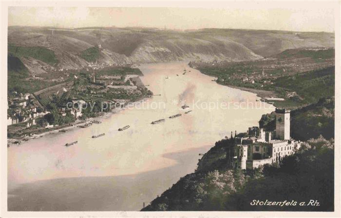Stolzenfels Schloss Koblenz Rhein Panorama Rheintal mit Schloss Stolzenfels Brom