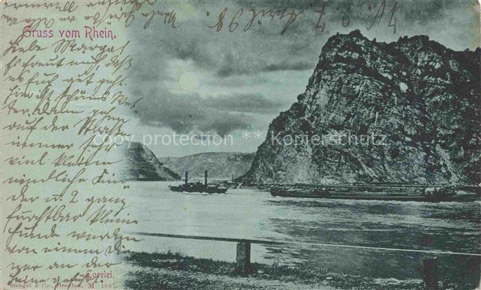 Loreley Lorelei Sankt Goarshausen Rheinland-Pfalz Uferpartie am Rhein Blick zum