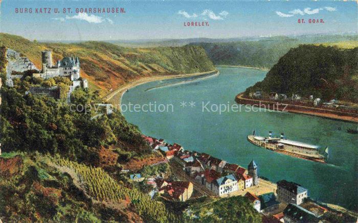 St Goarshausen Rhein Panorama Rheintal Burg Katz Loreley St. Goar