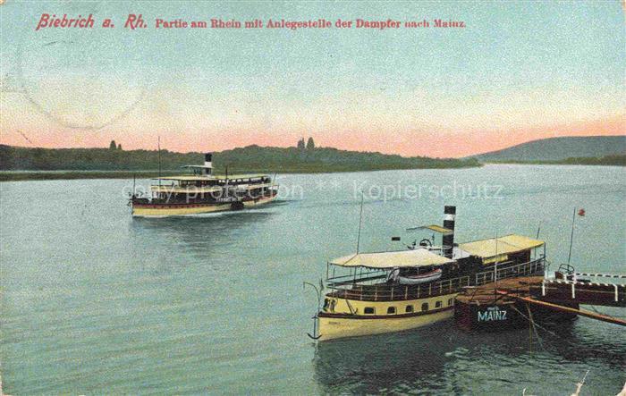 Biebrich  Rhein WiIESBADEN Hessen Partie am Rhein mit Anlegestelle der Dampfer n
