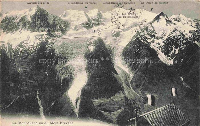 Gletscher Glacier Glaciar Ghiacciaio-- Le Mont Blanc vu du Mont Brevent
