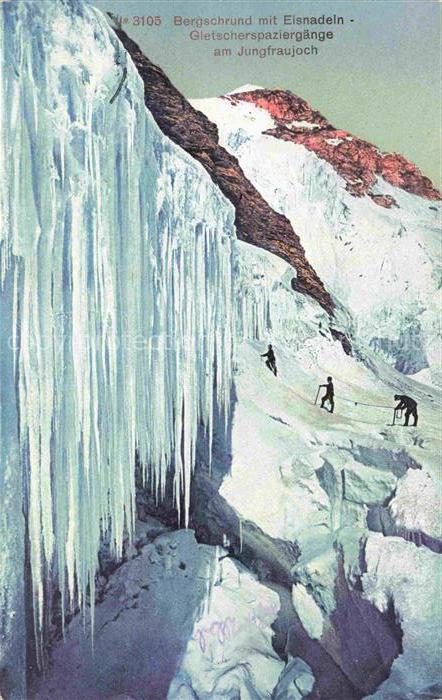 Gletscher Glacier Glaciar Ghiacciaio-- Bergschrund Eisnadeln Jungfraujoch Spazie