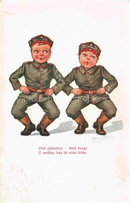 Kindersoldaten Militaria Stillgestanden Knie beugen