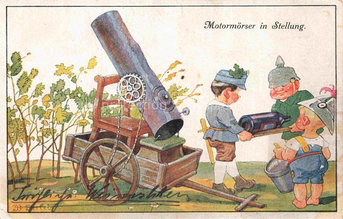 Kindersoldaten Militaria Motormoerser in Stellung