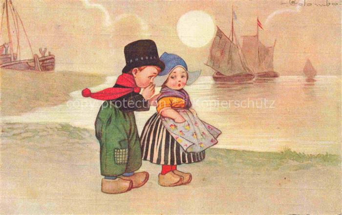 Hollandkinder Hollandtracht Segelboot Holzschuhe