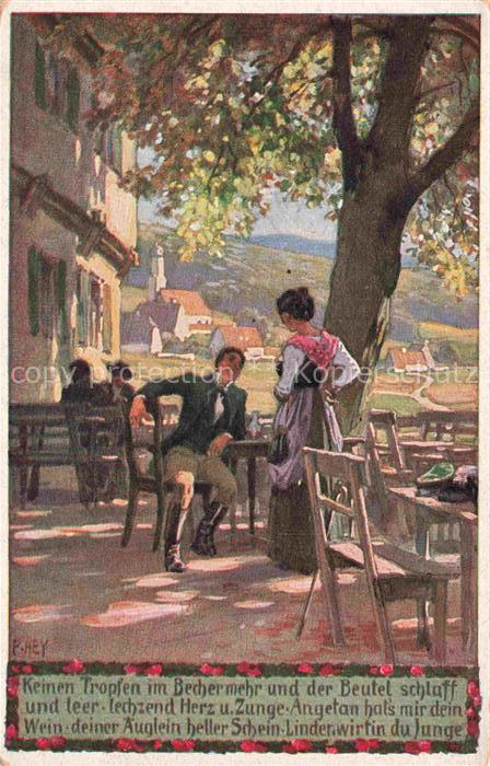 HEY Paul (1867-1952) Kuenstlerkarte Nr. 40 Volksliederkarte Kein Tropfen im Bech