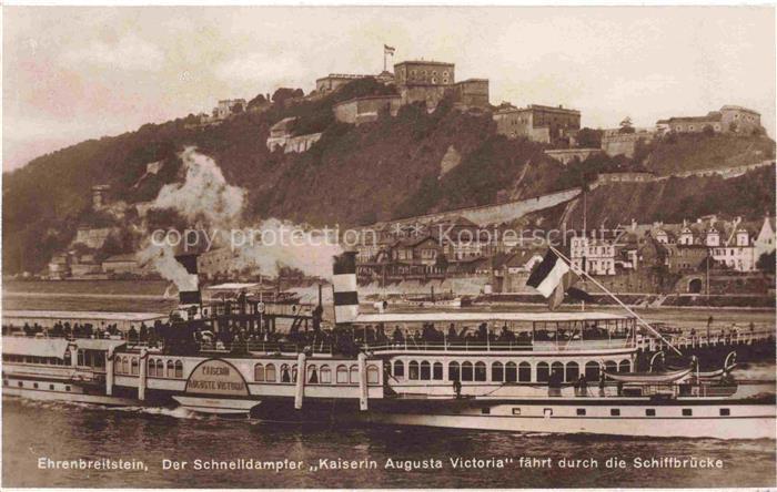 Dampfer Seitenrad Ehrenbreitstein Schnelldampfer Kaiserin Augusta Victoria