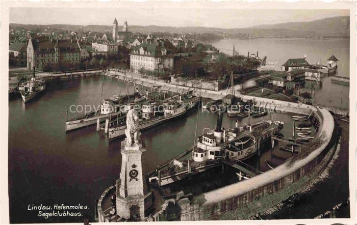 Dampfer Seitenrad Lindau Hafenmole u. Segelclubhaus