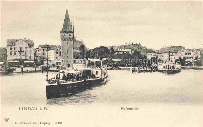 Dampfer Seitenrad Lindau i.B. Hafenpartie