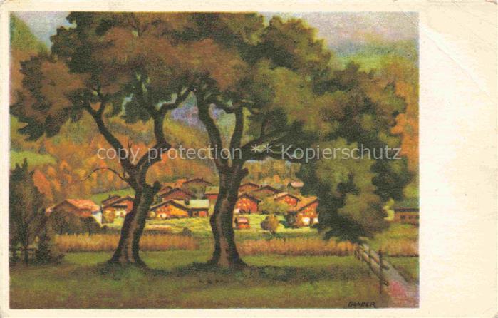GANDER A. Kuenstlerkarte Oberlaender Doerfchen jung. Brienz