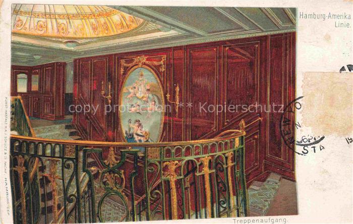 Dampfer Oceanliner Hamburg Amerikas Linie Treppenaufgang