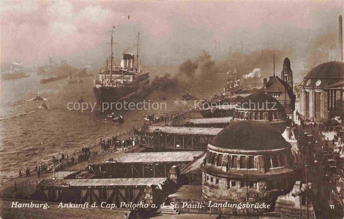 Dampfer Oceanliner Hamburg Ankunft d. Cap Polonio a.d. St.Pauli Landungsbruecke