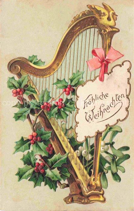 Harfe Harpe-- Litho Weihnachten