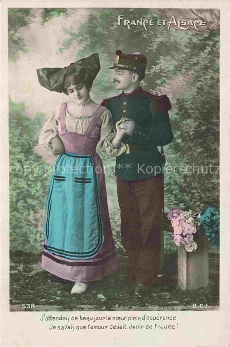 Foto BCI Nr. 538 France Alsace Soldat Frau Tracht