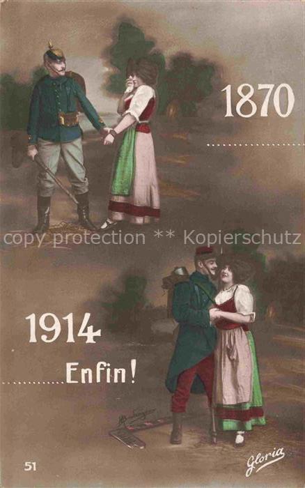 Foto Gloria Nr. 51 Alsace Soldat Frau 1870